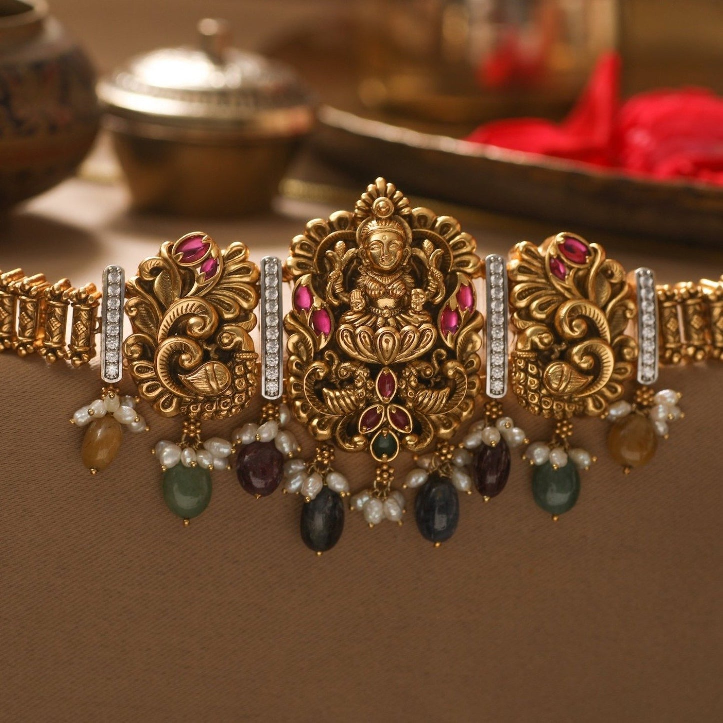 Kshiti Antique Nakshi Silver Necklace