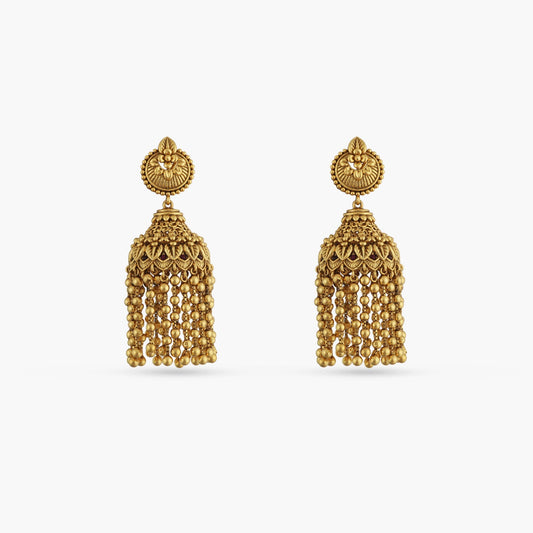 Swara Floral Frill Silver Jhumki Earrings