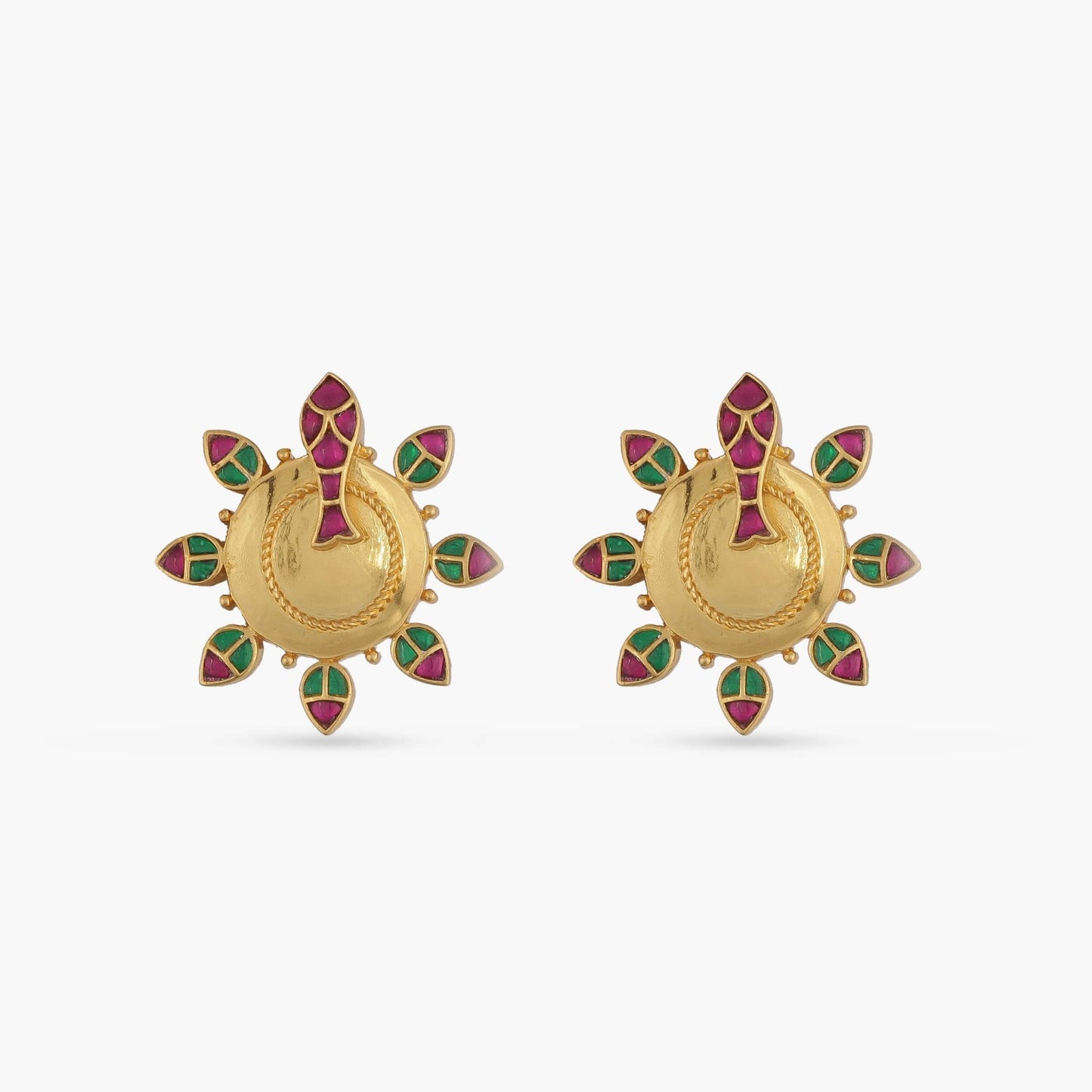 Matsya Round Silver Stud Earrings
