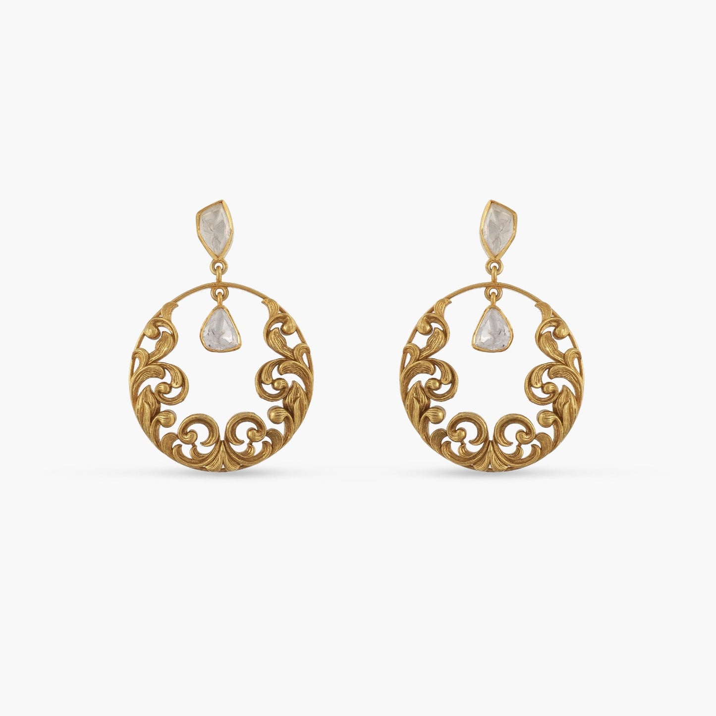 Baroque Moissanite Silver Drop Earrings