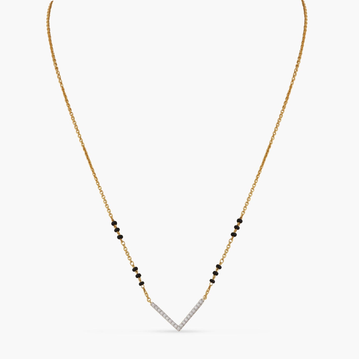 V Shape Elegant Charm CZ Silver Mangalsutra