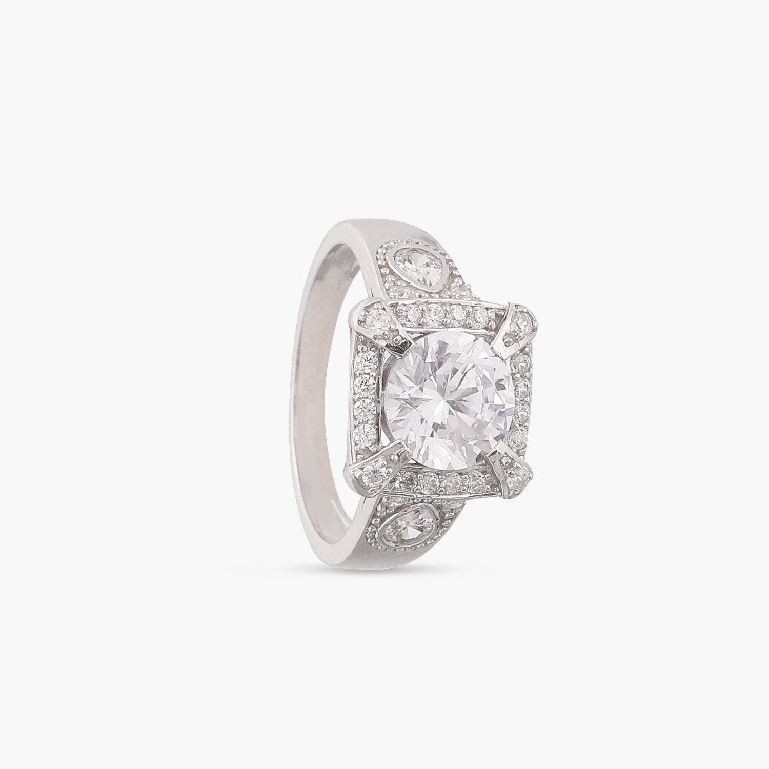 Chestnut CZ Silver Finger Ring