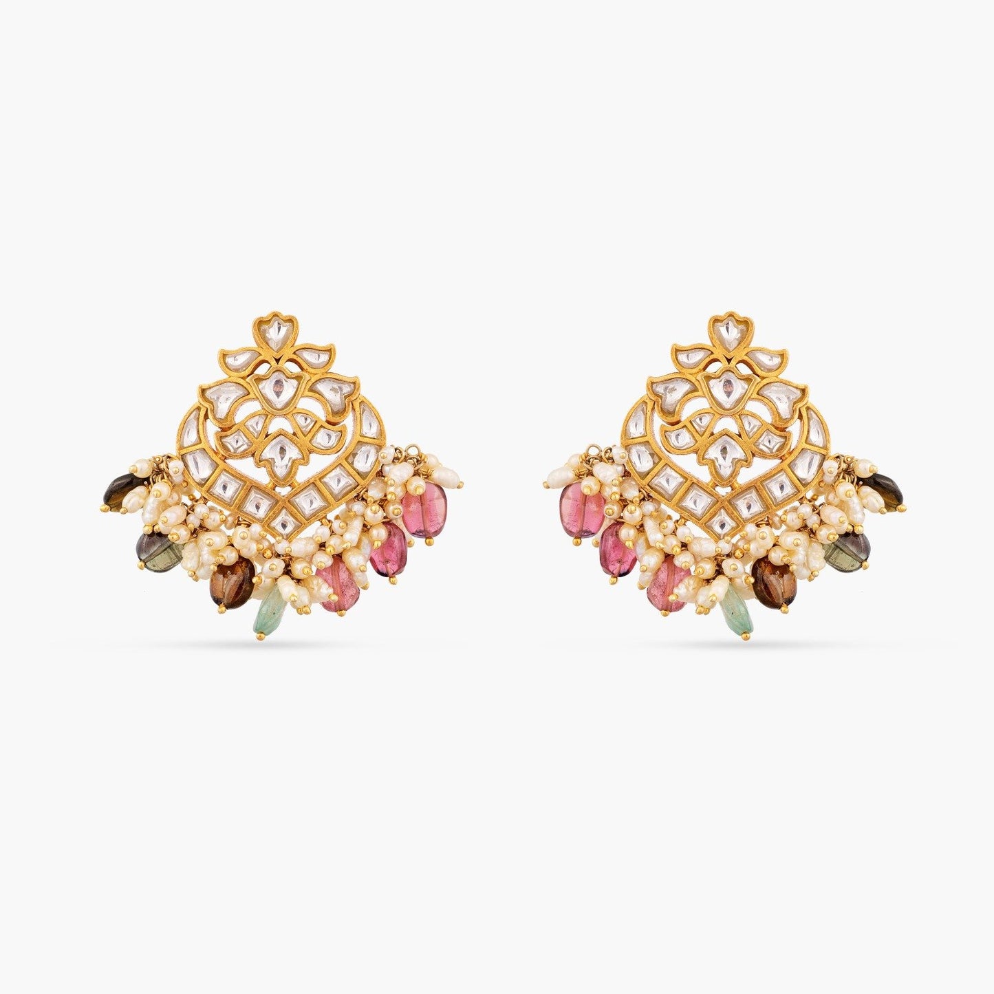 Amodini Polki Jadau Silver Earrings