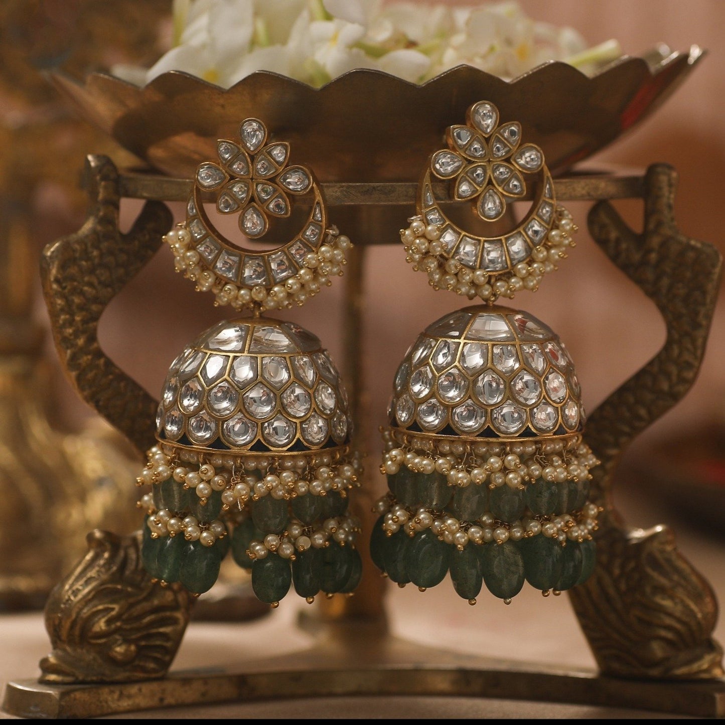 Hasti Jadau Silver Jhumki Earrings