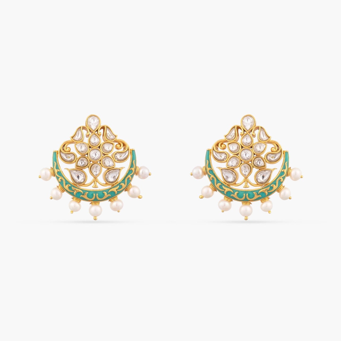 Sarit Enamel Jadau Silver Earring Studs