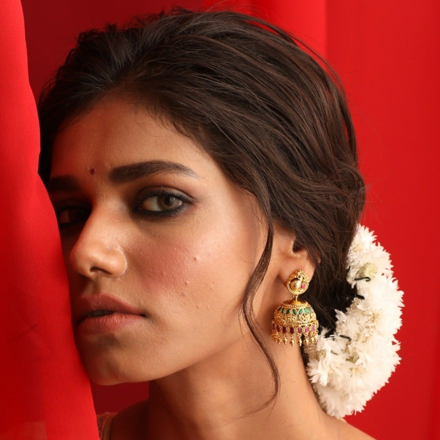Mohona Kempu Jadau Silver Jhumki