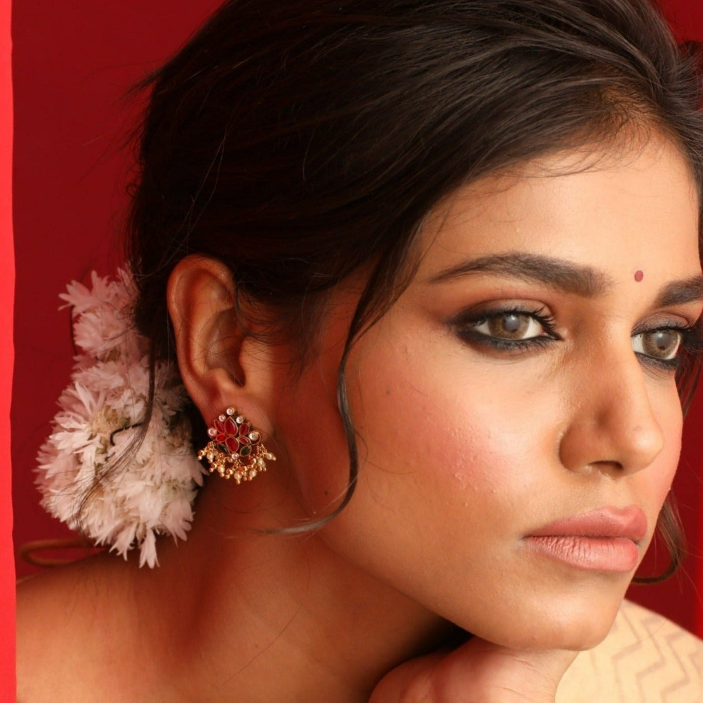 Padmika Kempu Jadau Silver Earrings