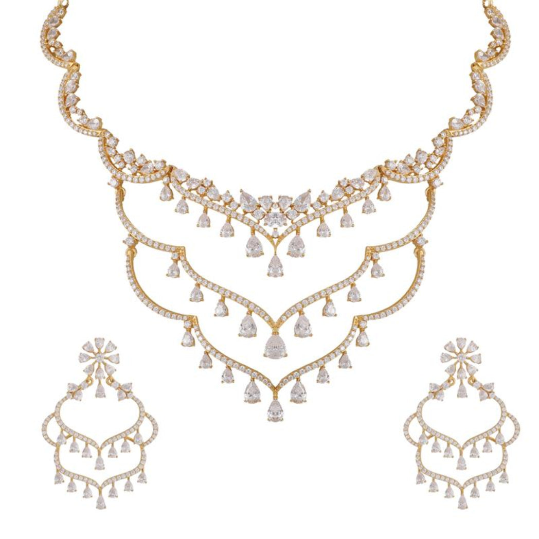 Nipuna CZ Statement Silver Necklace Set