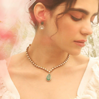 Modern Moissanite Silver Necklace Set