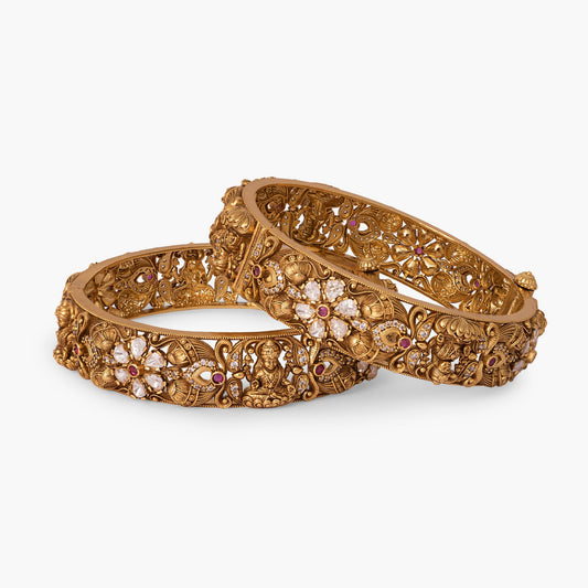 Padma Antique Lakshmi Silver Bangles