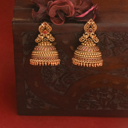 Garima Antique Silver Jhumka Earrings