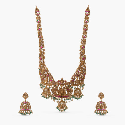 Ananta Shiv Parivar Antique Temple Silver Necklace Set