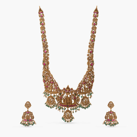 Ananta Shiv Parivar Antique Temple Silver Necklace Set