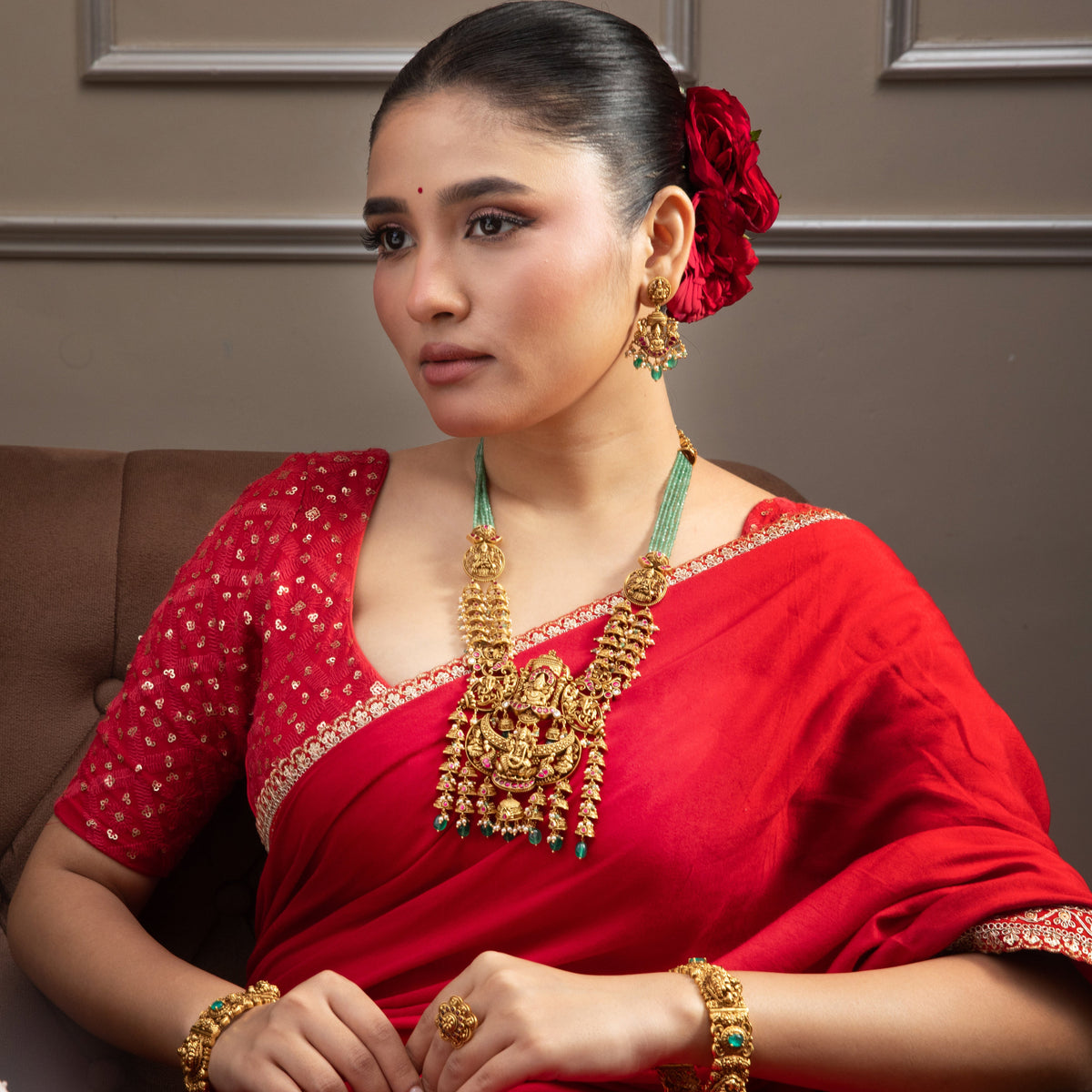 Shovana Antique Silver Necklace Set