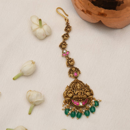 Chandra Lakshmi Kempu Silver Maang Tikka
