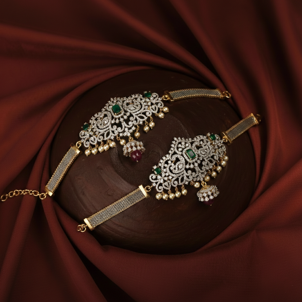 Aara CZ Silver Armlets