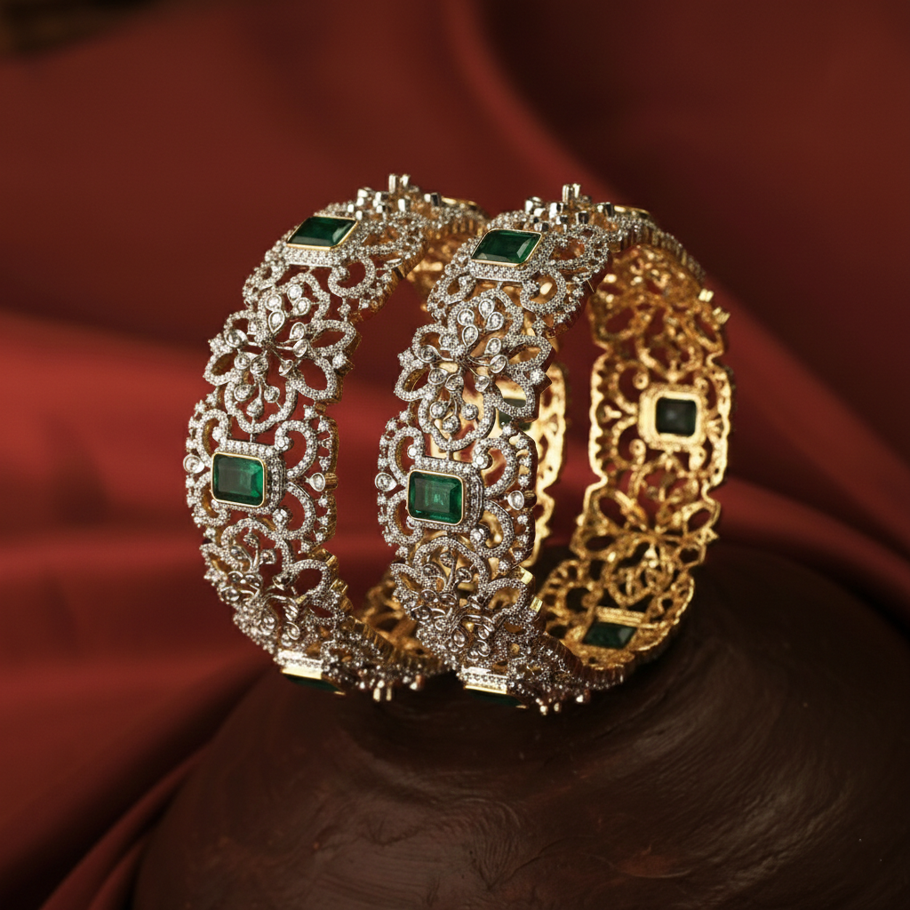 Aara CZ Silver Bangle