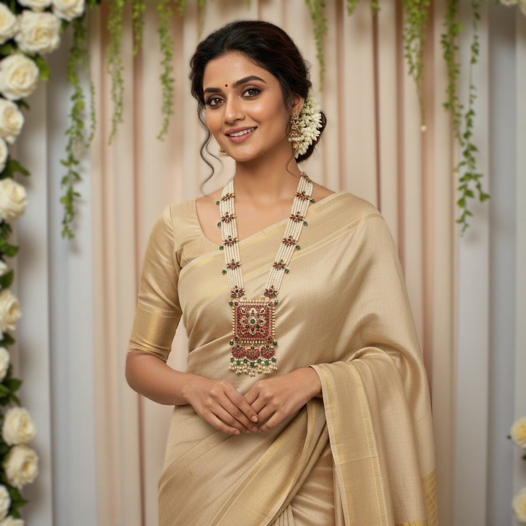 Anjasi Polki Silver Ranihaar Necklace