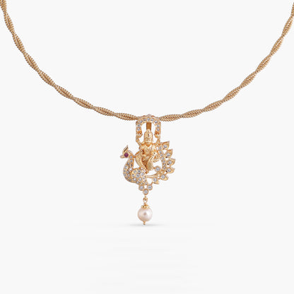 Padmavati CZ Gold Plated Silver Pendant Necklace