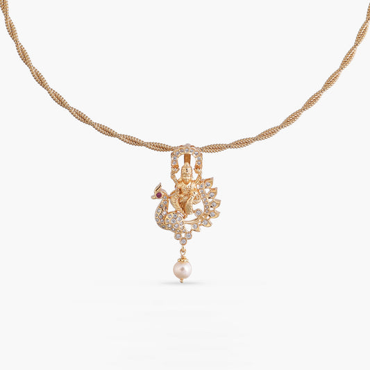Padmavati CZ Gold Plated Silver Pendant Necklace