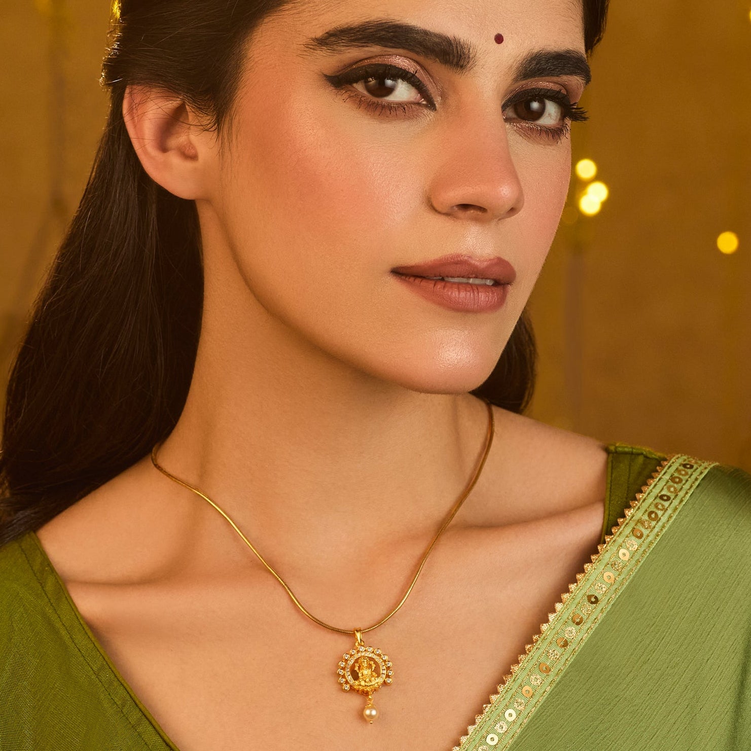 Mahalakshmi Gold Plated Silver Pendant Necklace