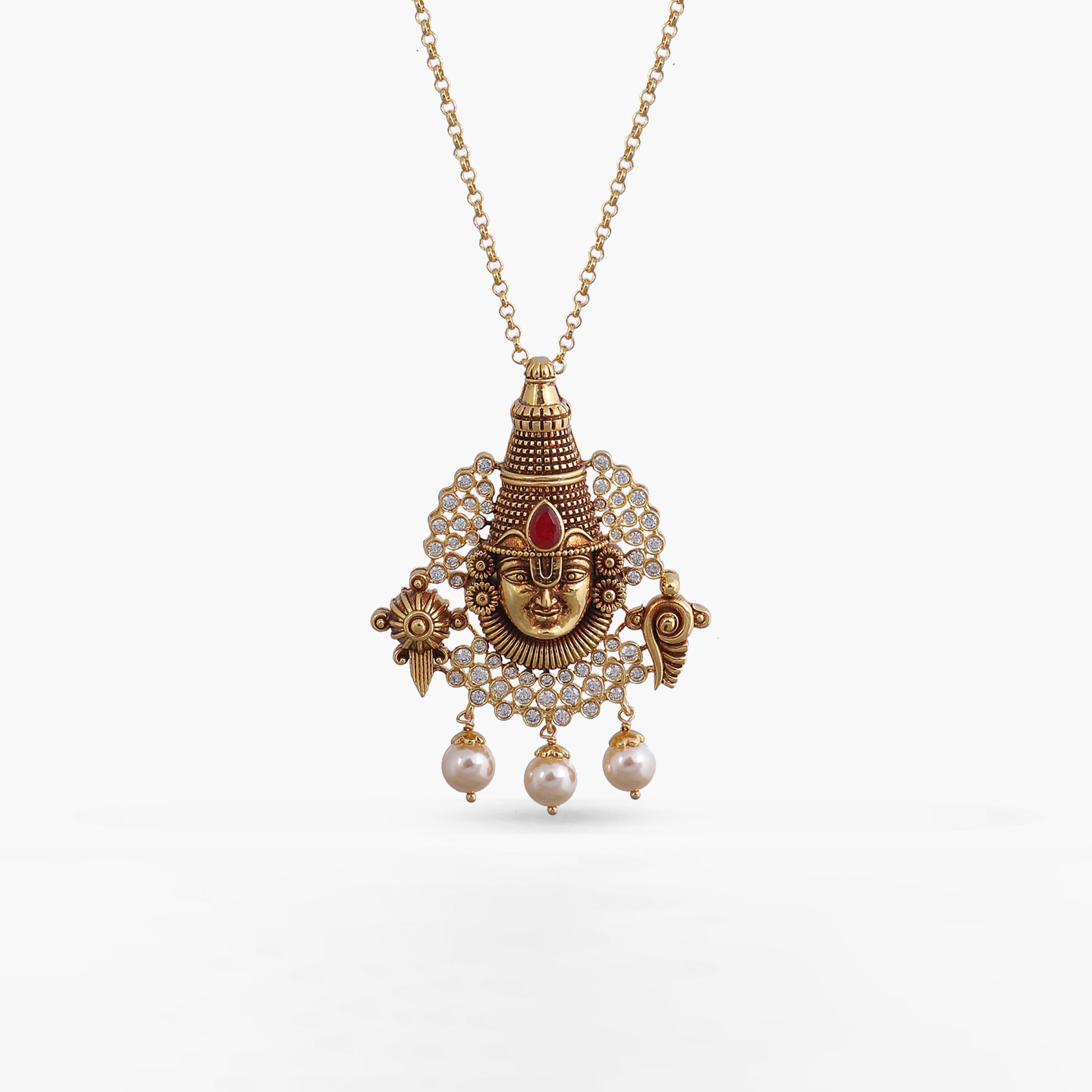 Srinivasa Pearl Antique Silver Pendant Necklace