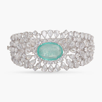 Elara Emerald Silver Cuff Bracelet
