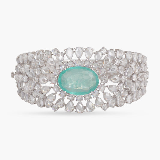 Elara Emerald Silver Cuff Bracelet