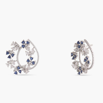 Floral Wreath CZ Silver Earrings