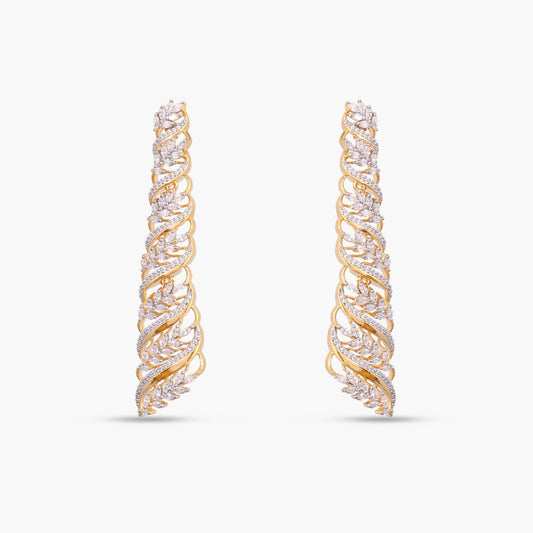 Dancing Leaf CZ Silver Cocktail Drop Earrings