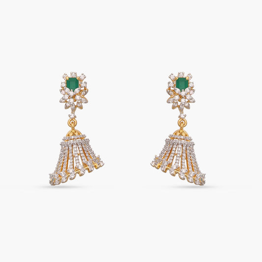 Opulent Floral CZ Silver Jhumka Earrings