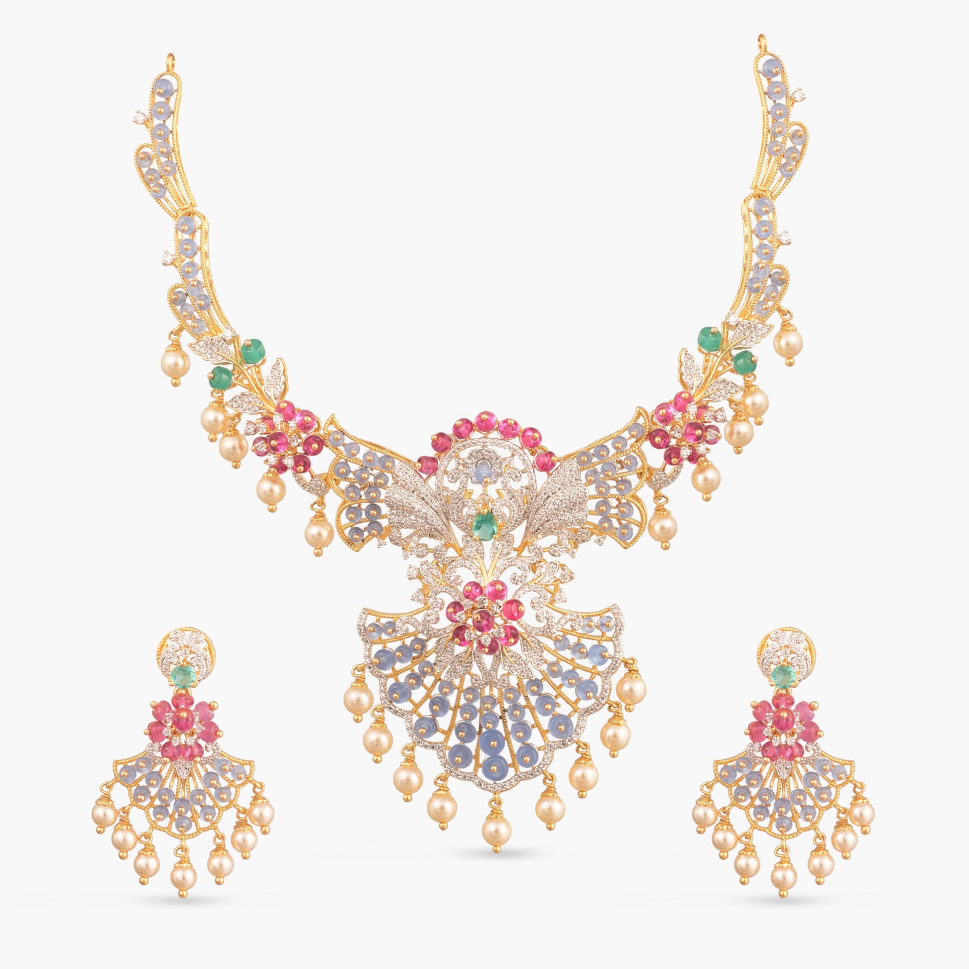 Amaya CZ Silver Necklace Set