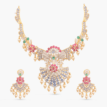 Amaya CZ Silver Necklace Set
