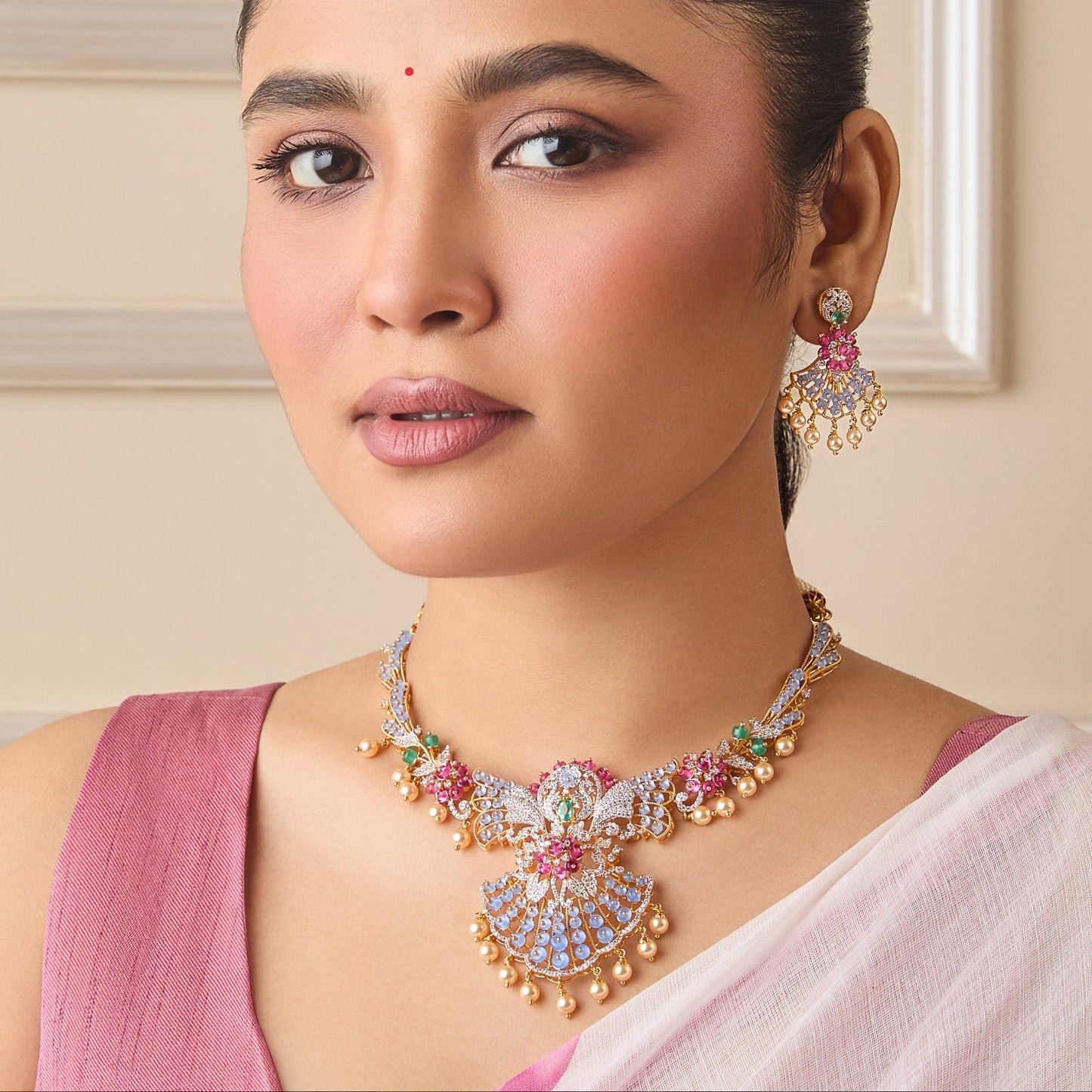 Amaya CZ Silver Necklace Set