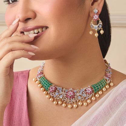 Kiara CZ Silver Necklace Set