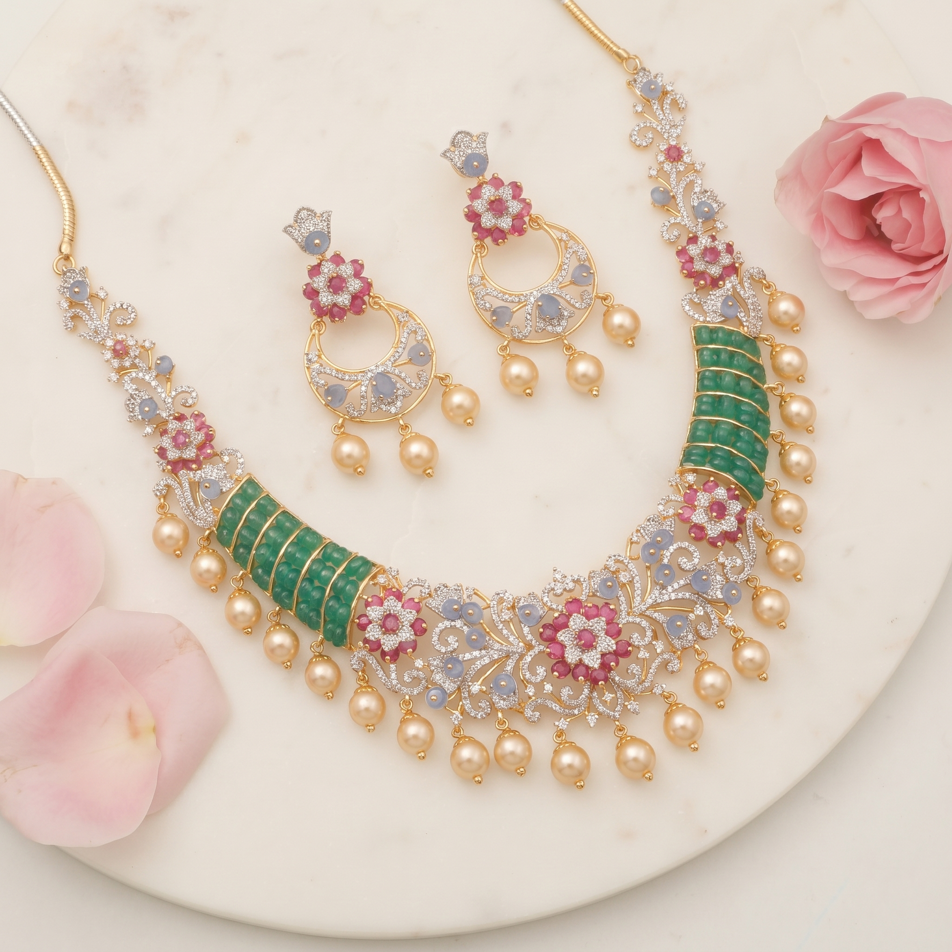 Kiara CZ Silver Necklace Set