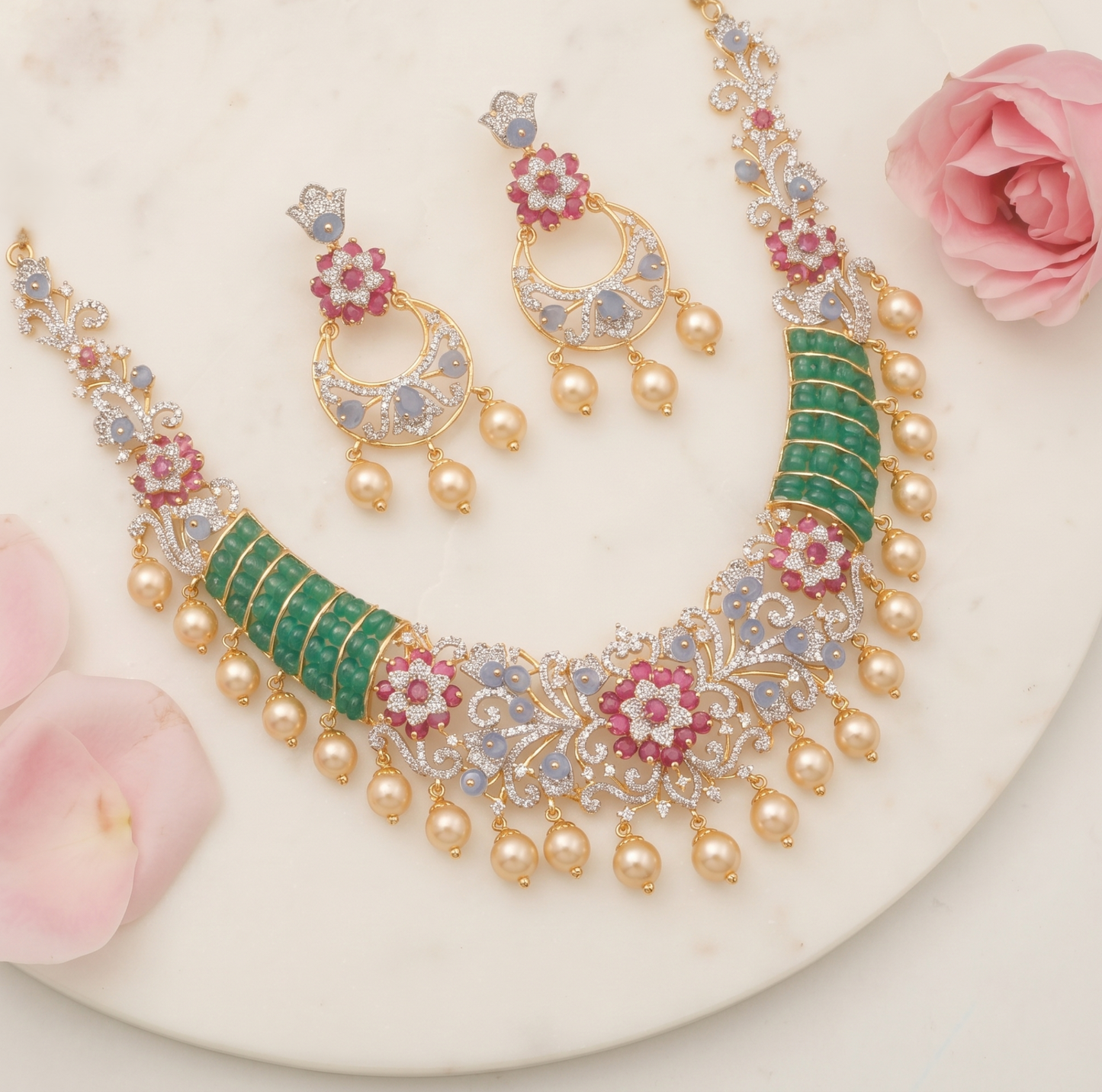 Kiara CZ Silver Necklace Set
