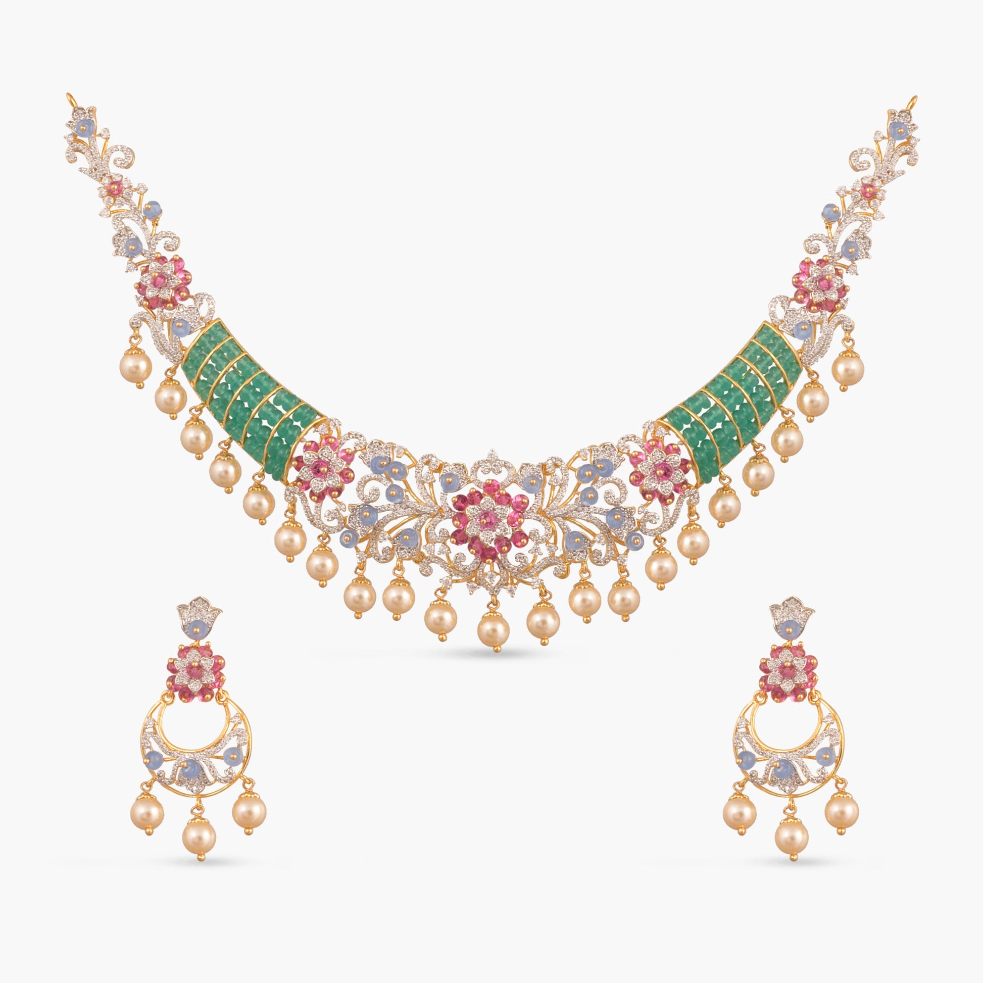 Kiara CZ Silver Necklace Set