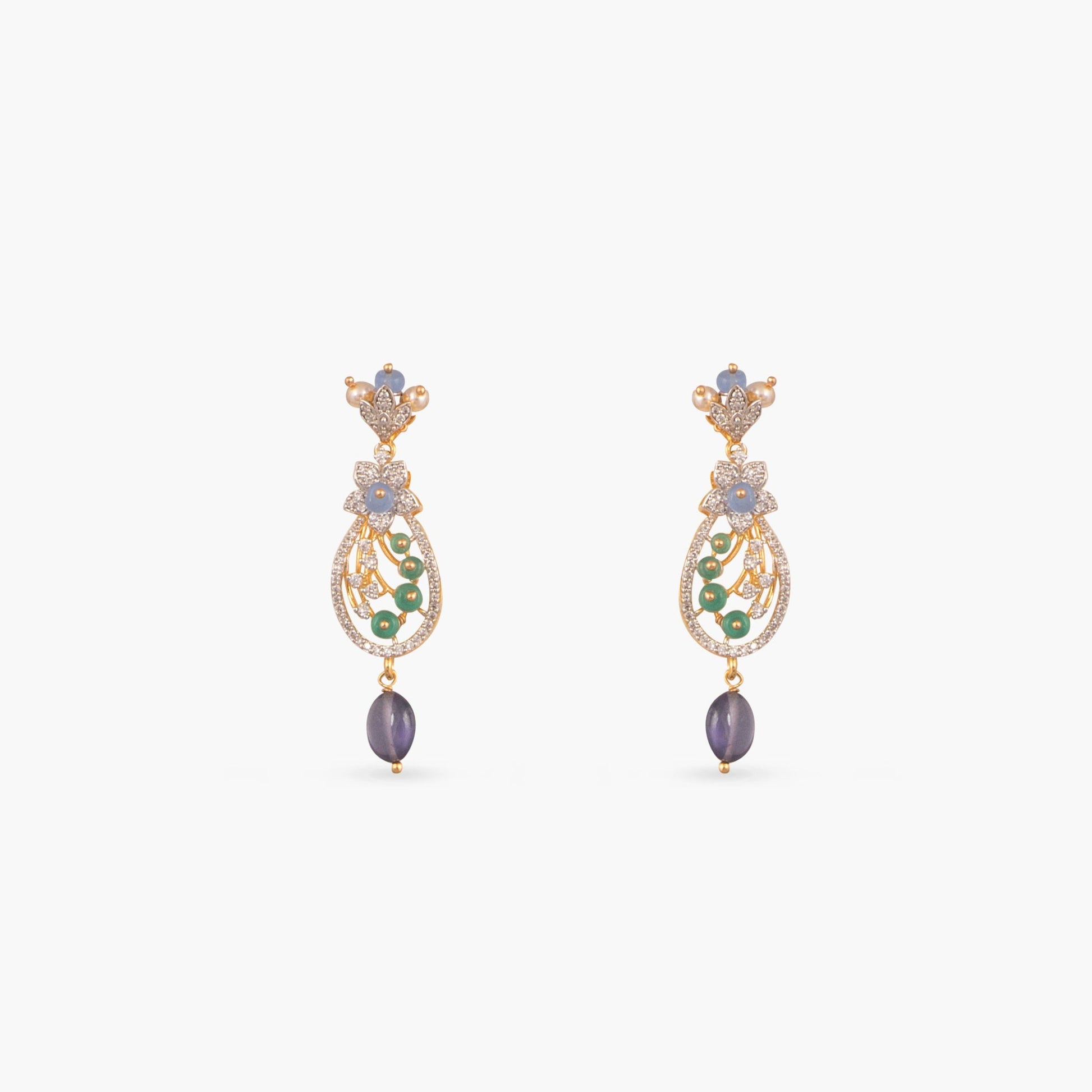 Noorani CZ Silver Necklace Set