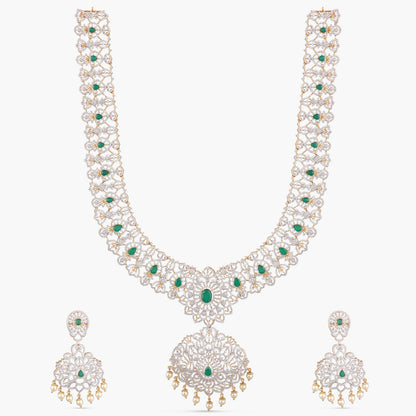 Ahana CZ Silver Necklace Set