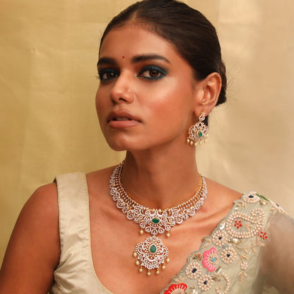Riyana CZ Silver Pendant Set
