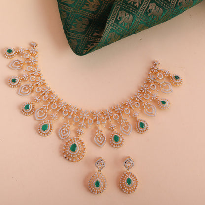 Enchanting Shine CZ Silver Necklace Set