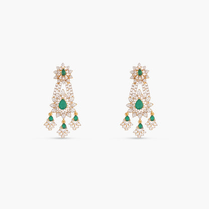 Zircons Adorned Blossoms CZ Silver Necklace Set