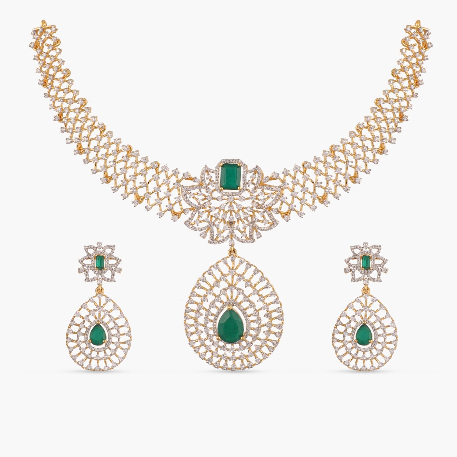 Avery CZ Silver Necklace Set