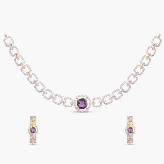 Blue Azure CZ Silver Choker Set