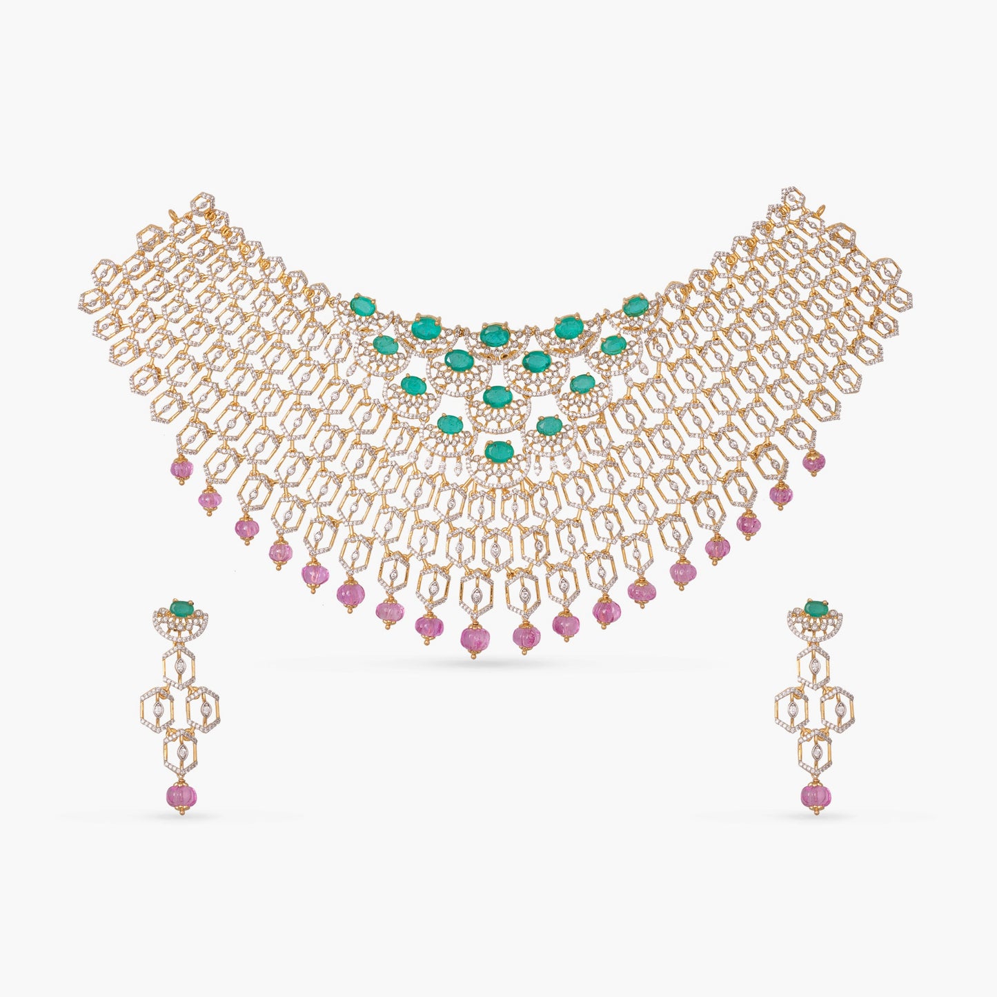 Prisha CZ Silver Choker Set