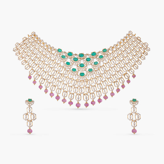 Prisha CZ Silver Choker Set