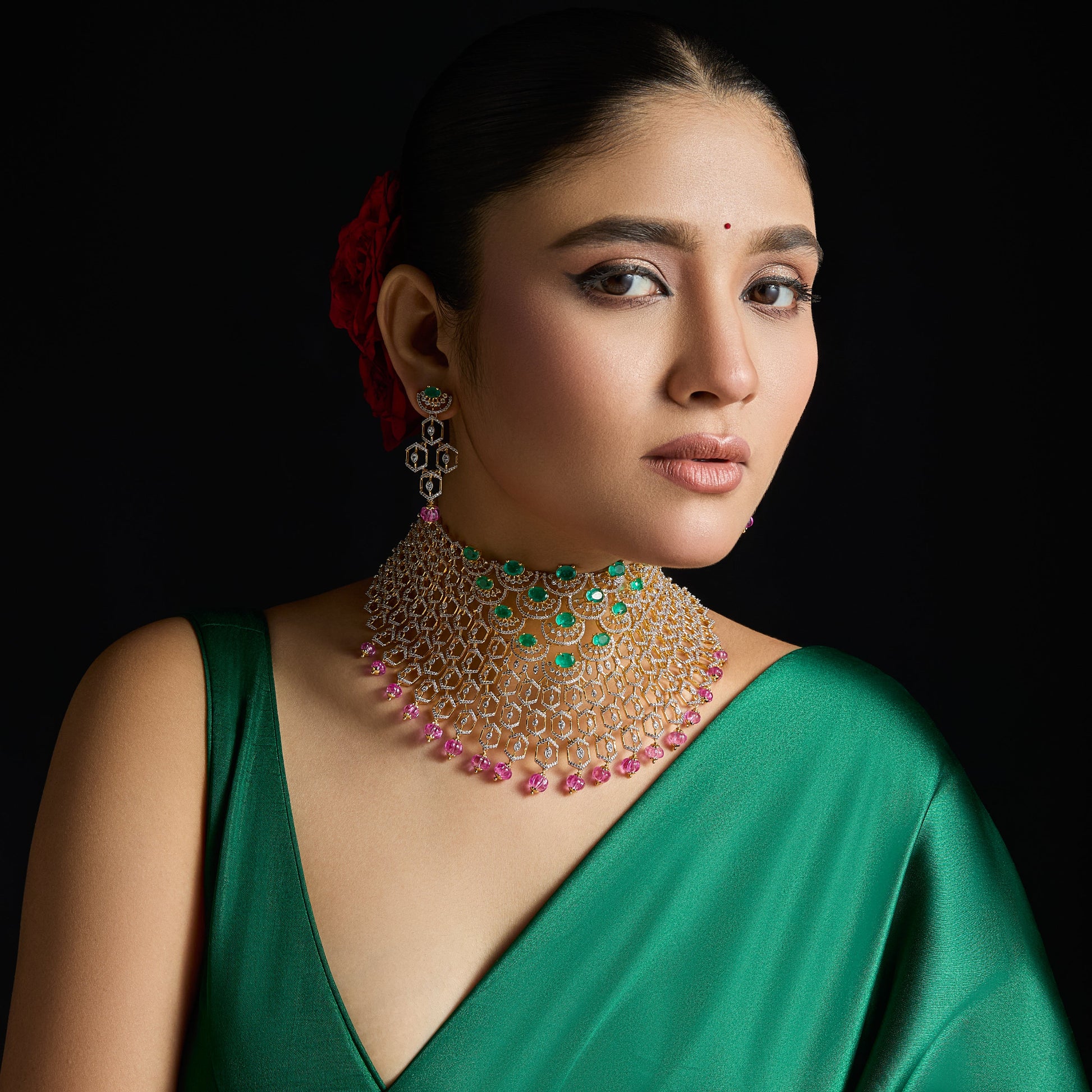 Prisha CZ Silver Choker Set