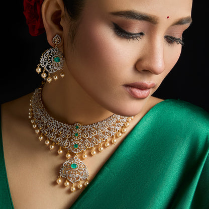 Neela Gold-Plated CZ Silver Necklace Set