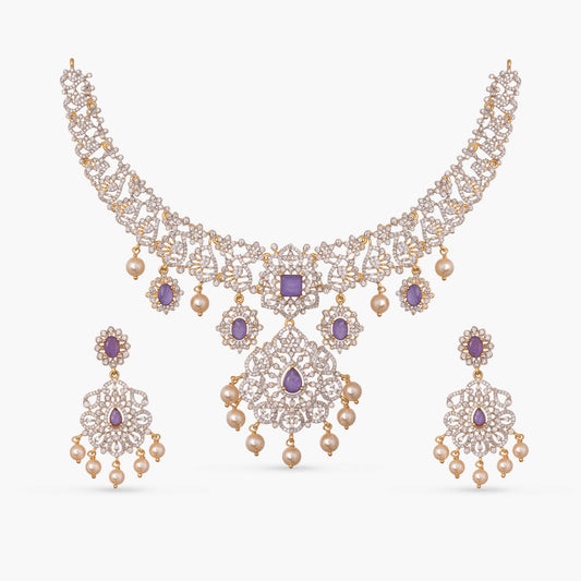 Amara CZ Silver Necklace Set